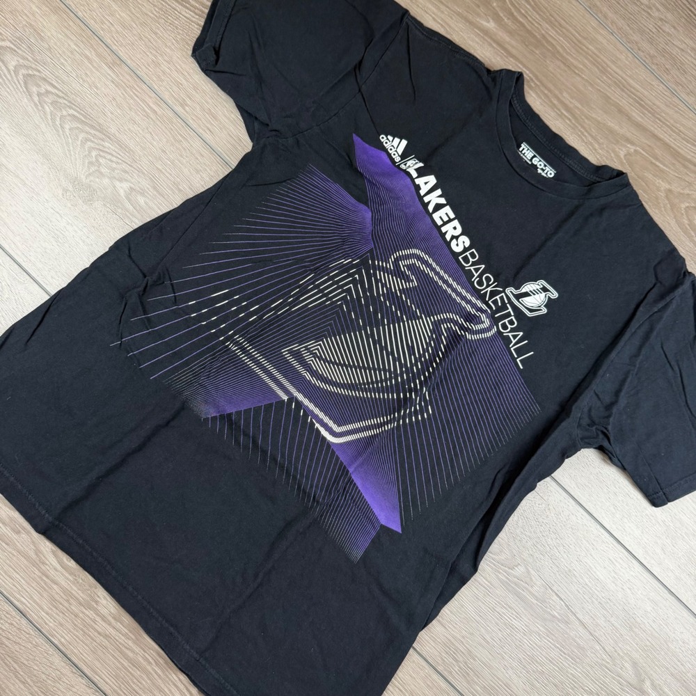 Adidas Mens T-Shirt Los Angeles Lakers Basketball Graphic Black Large